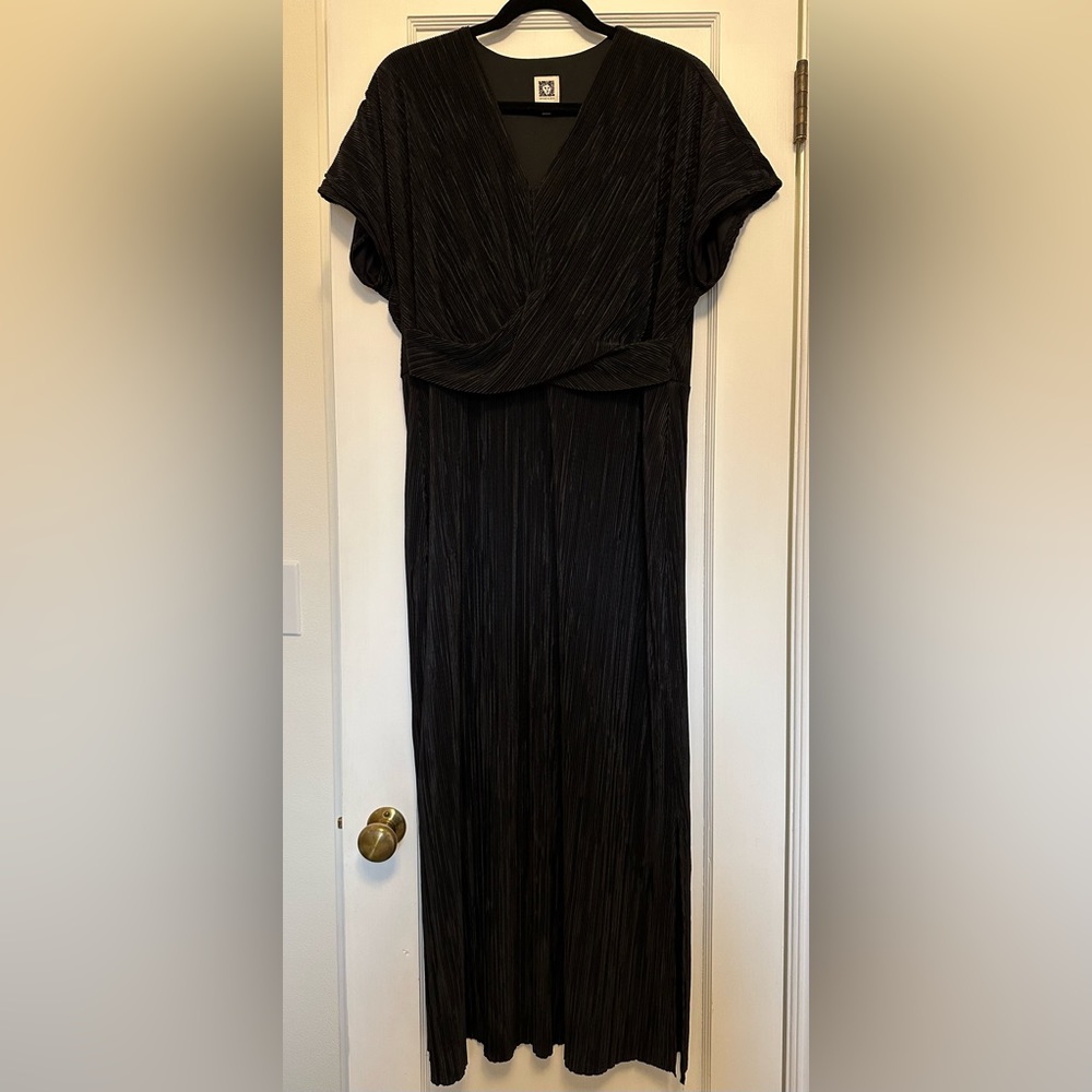 Anne Klein Pleated Midi Dress Black Size L